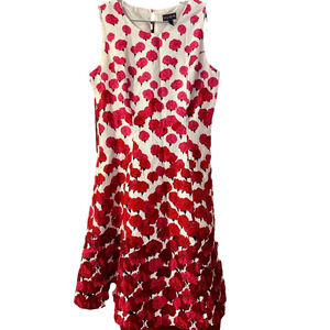 Long Tall Sally Red and White Floral Sleeveless Dress 10